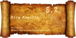 Birg Kamilla névjegykártya